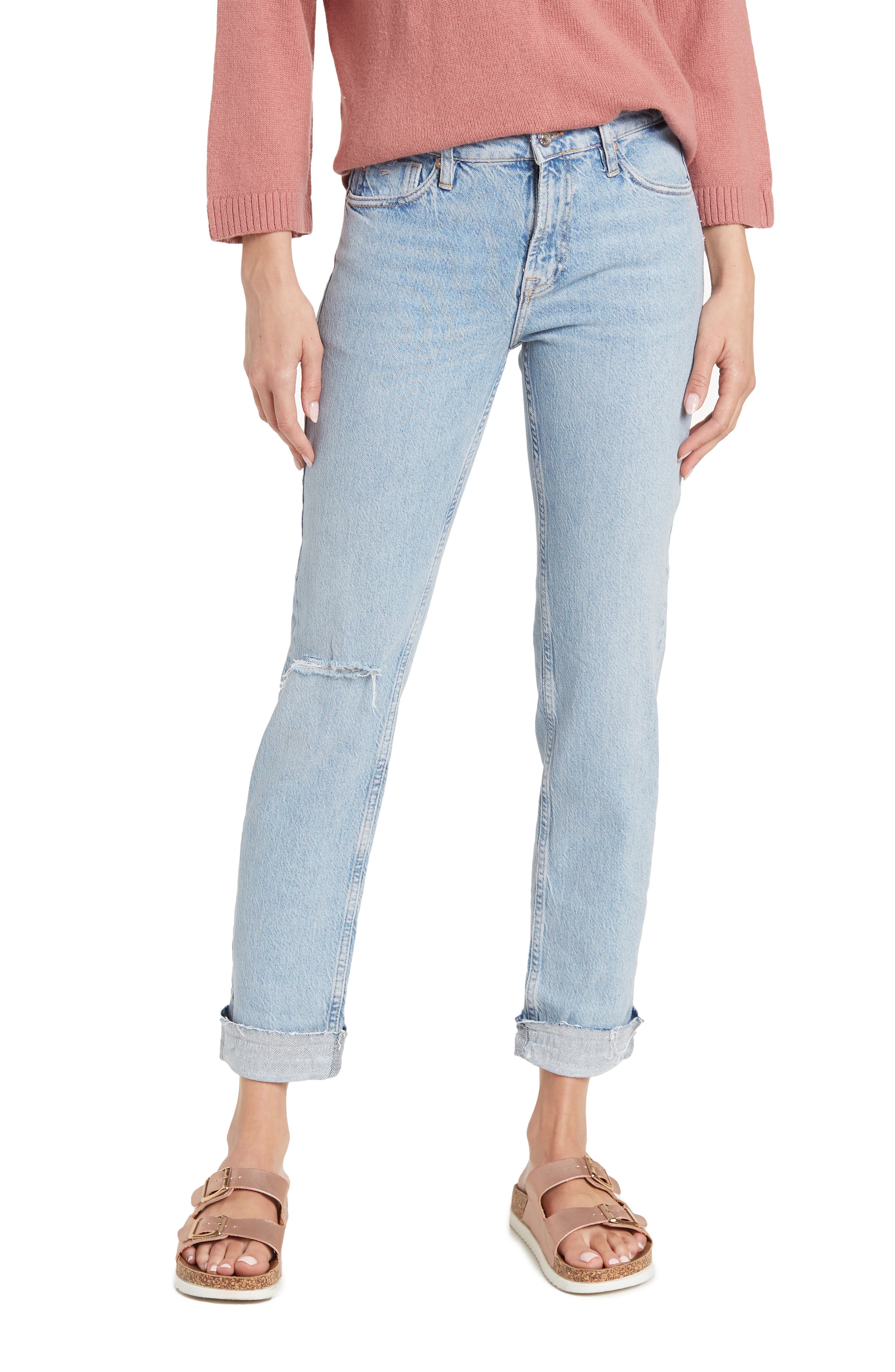 Free People Crop Slim Boyfriend Jeans 