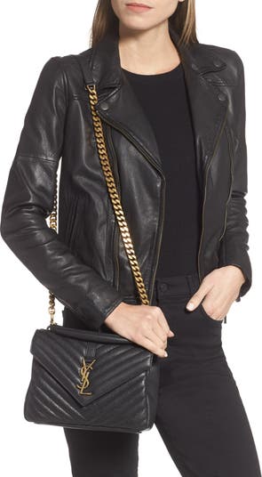 College Medium Leather Shoulder Bag in Grey - Saint Laurent