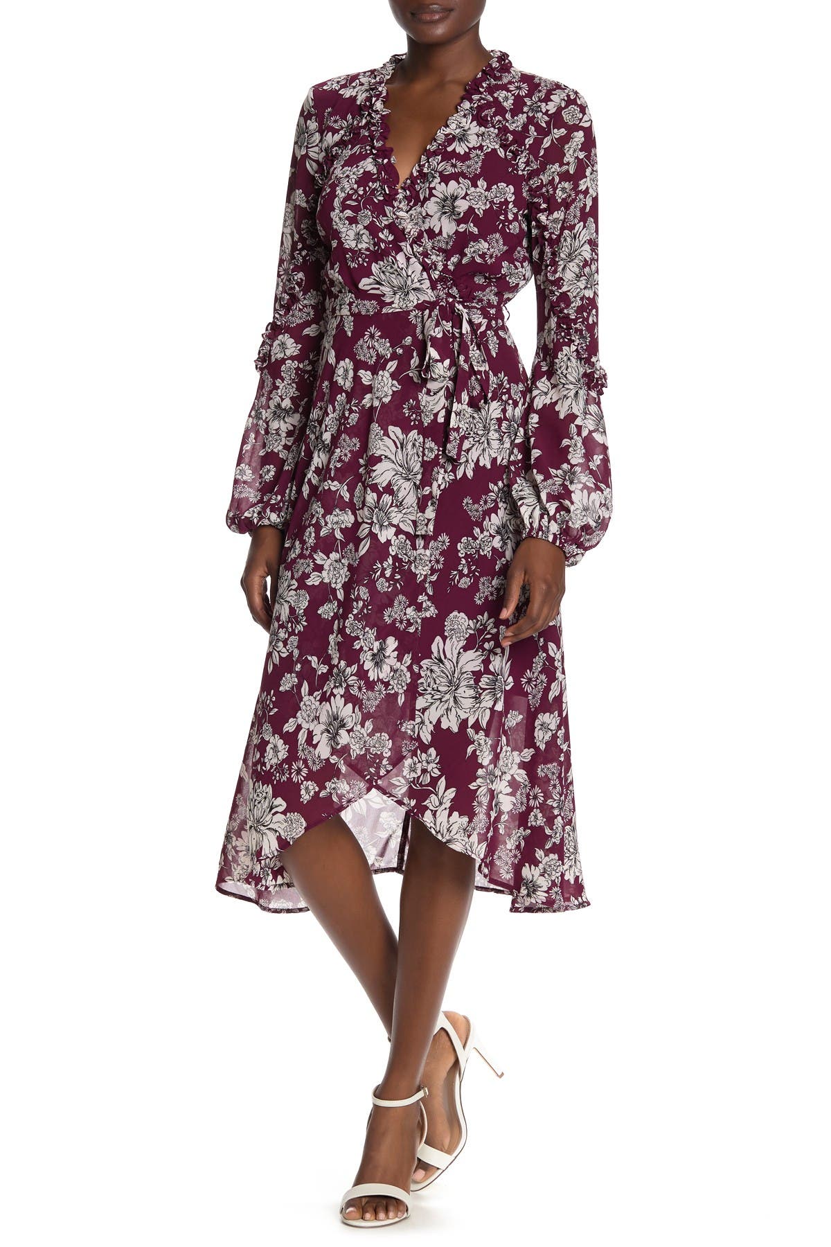 bardot jolie print midi dress