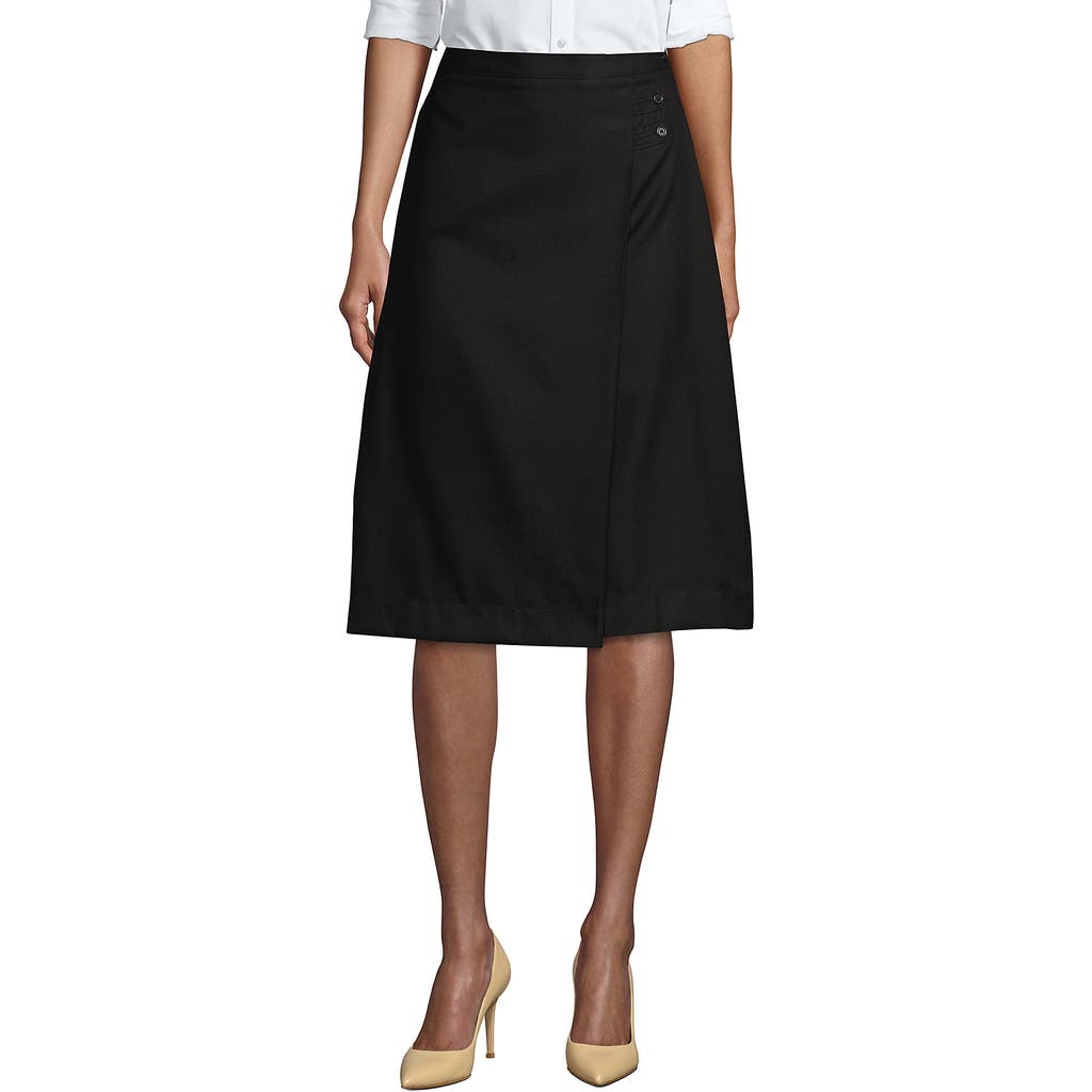 Lands' End School Uniform Solid A-line Skirt Below The Knee In Black