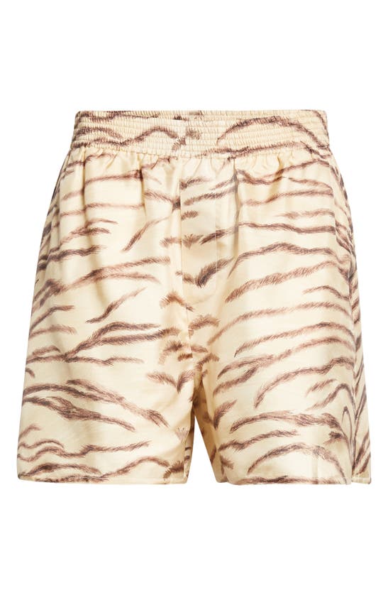 Shop Stella Mccartney Tiger Stripe Silk Shorts In Natural