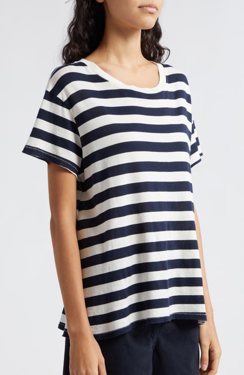 Nili Lotan Brady Stripe Cotton T-shirt In Dark Navy Stripe