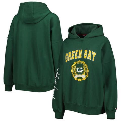 Women's Tommy Hilfiger Green Green Bay Packers Becca Drop Shoulder Pullover Hoodie