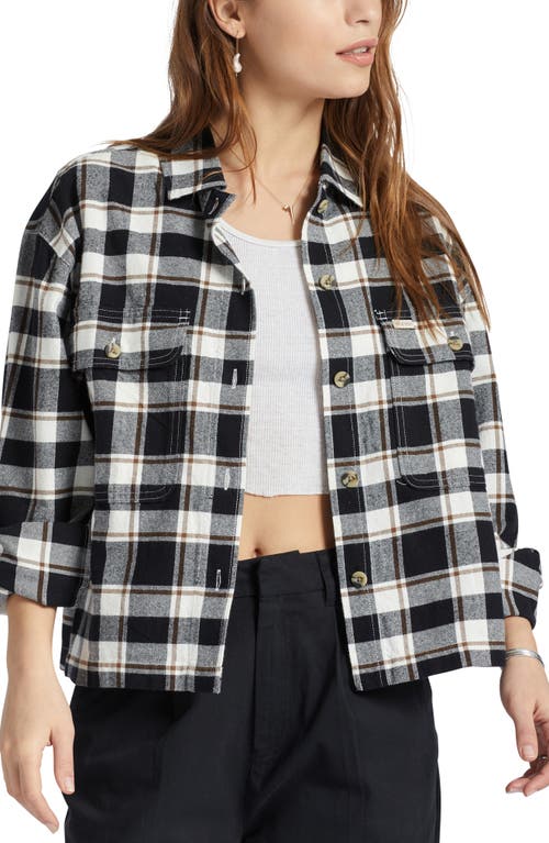 Brixton Bowery Plaid Cotton Flannel Button-Up Shirt in Black/Offwhite