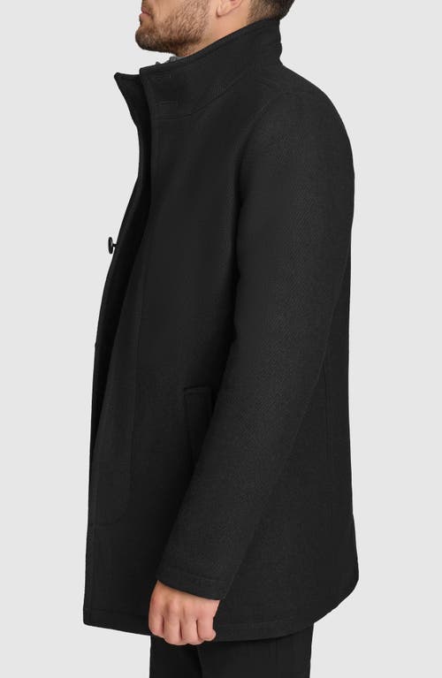 Andrew Marc Wool Blend Twill Car Coat In Black