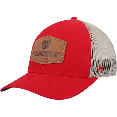 Men's '47 Red/Natural Washington Nationals Rawhide Trucker Snapback Hat