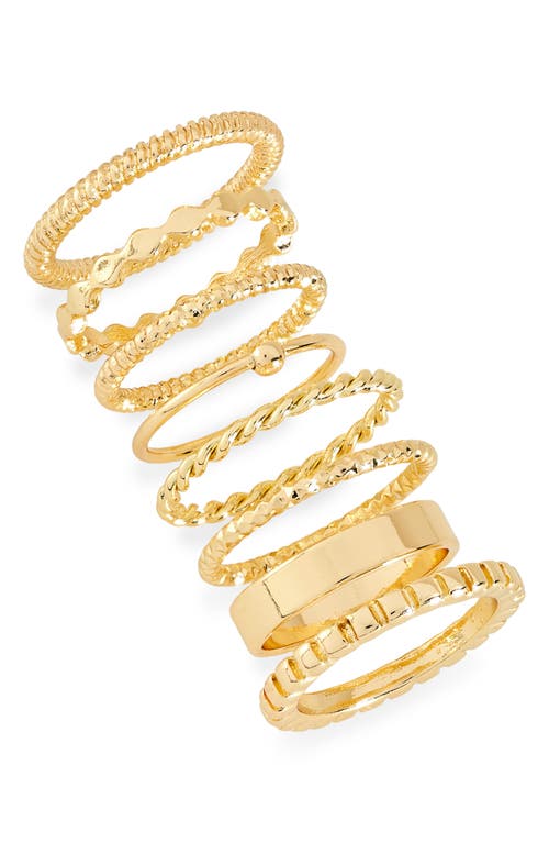 Set of 8 Twisted Band Rings in Gold