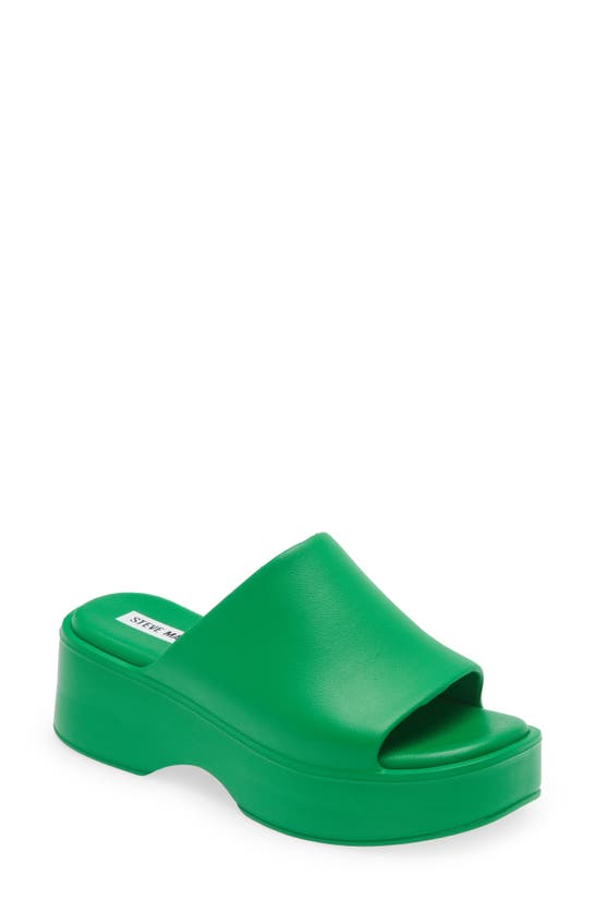 Steve Madden Slinky Platform Slide Sandal In Green