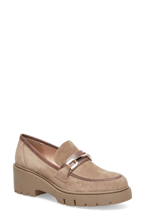 Xaxi Platform Loafer in Taupe Sued Leather