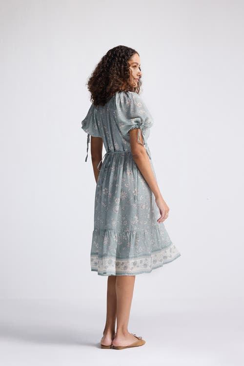 Reistor Puff Sleeve Midi Dress In Sage Green In Serene Symphony