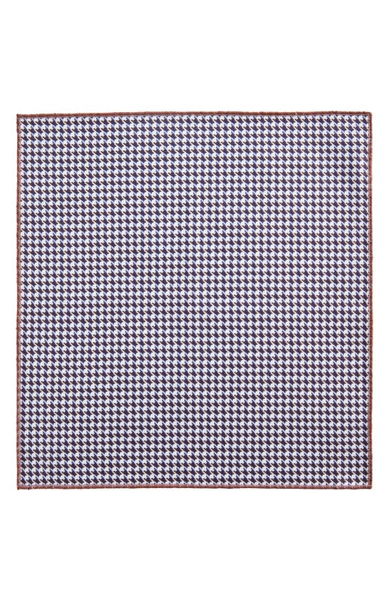 Clifton Wilson Houndstooth Cotton Pocket Square In Brown