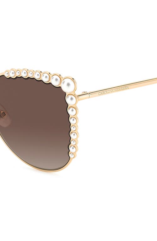Shop Carolina Herrera 58mm Cat Eye Sunglasses In Rose Gold/brown Gradient