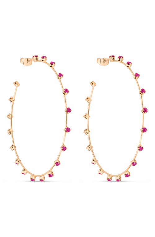 Shop Ettika Simple Spark Crystal Station Hoop Earrings In Fuchsia