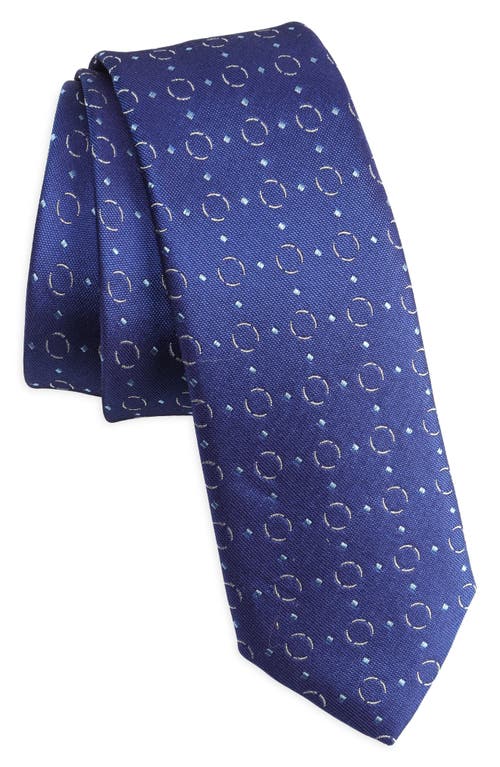 Shop Hugo Boss Boss Geometric Pattern Silk Tie In Bright Blue