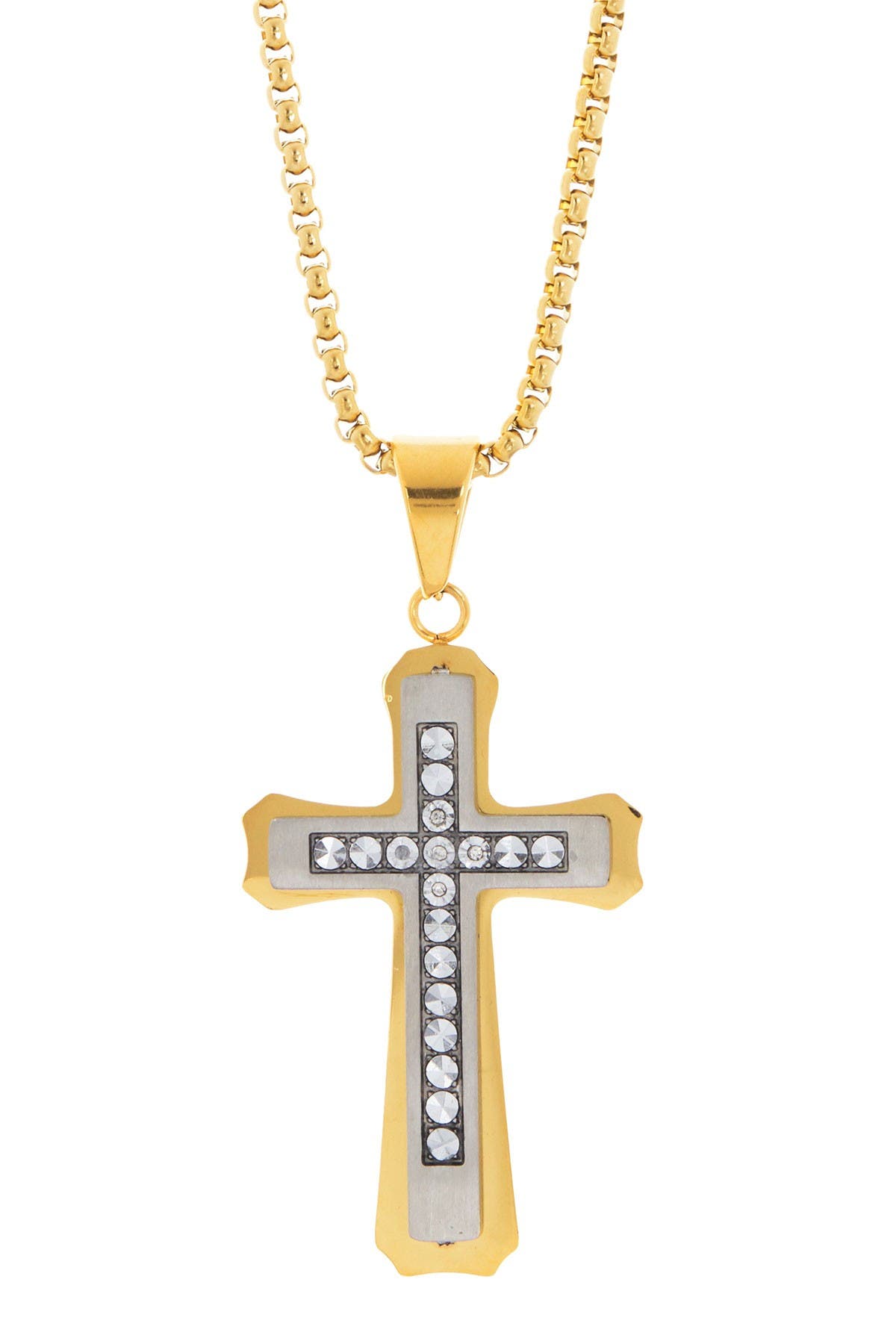 Details about   14K Two Tone Gold Brushed Cross Chain Slide Pendant MSRP $306