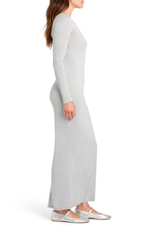 Shop Splendid Maddox Metallic Long Sleeve Knit Maxi Dress In Silver