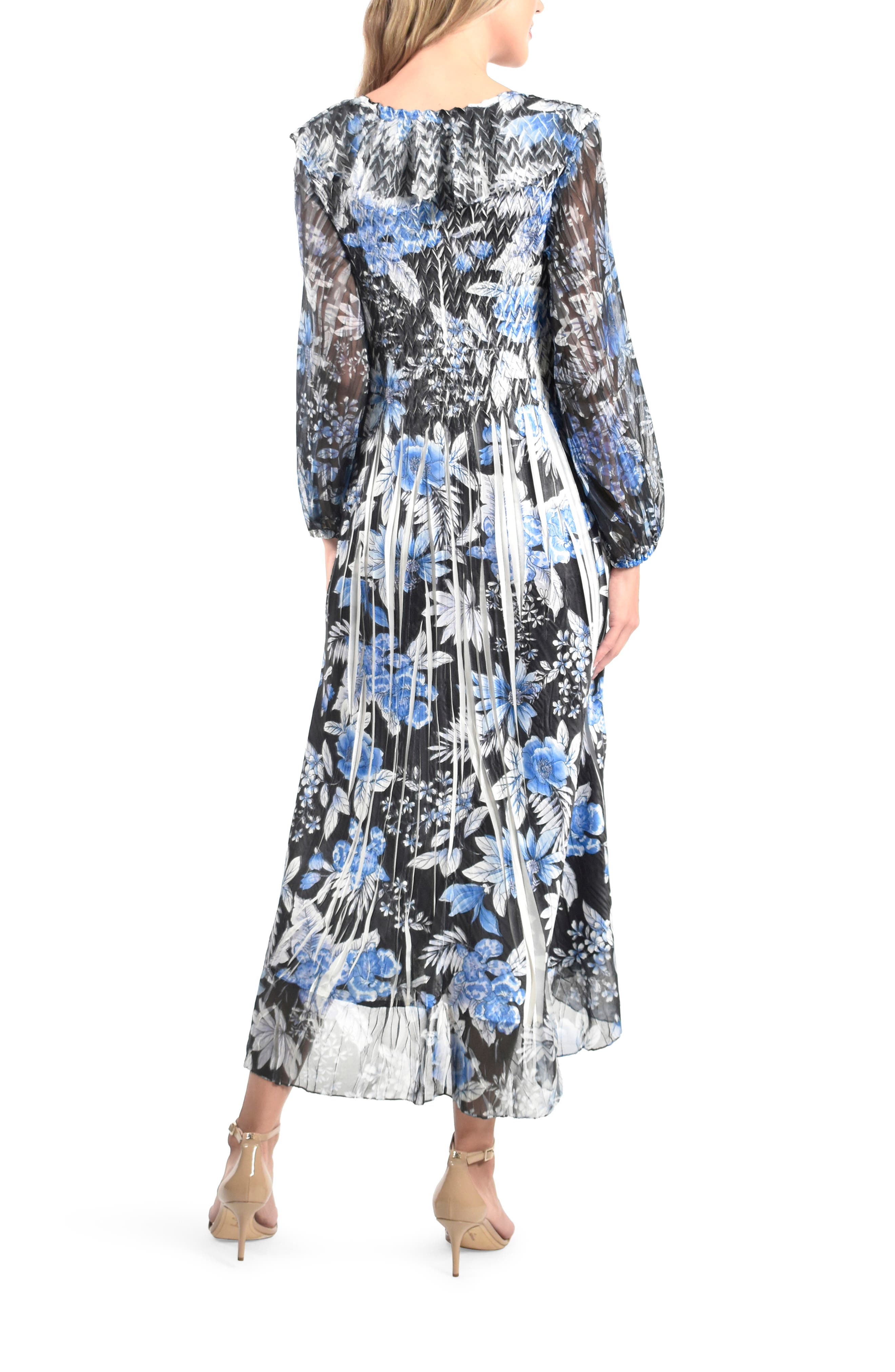 Komarov Long Sleeve Chiffon Midi Dress 