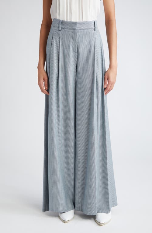 TWP New Didi Stripe Wide Leg Wool Blend Pants Indigo at Nordstrom,