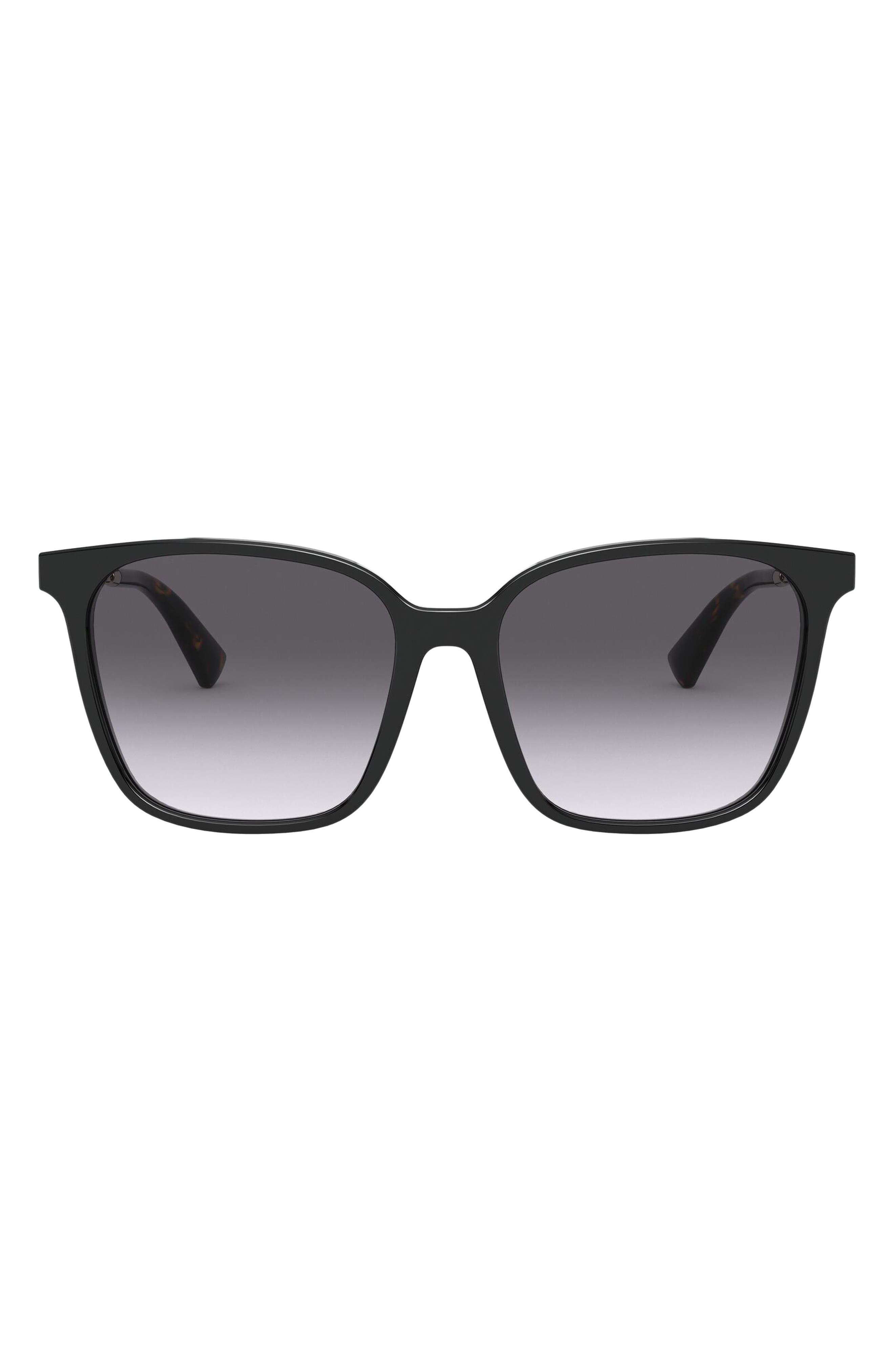 Valentino Rockstud 57mm Gradient Square Sunglasses in Black/Black Gradient at Nordstrom
