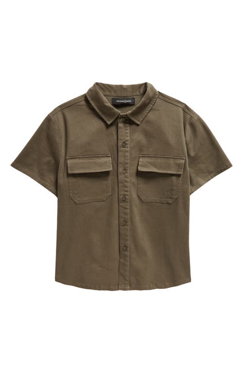 Treasure & Bond Kids' Short Sleeve Cotton Button-Up Utility Shirt at