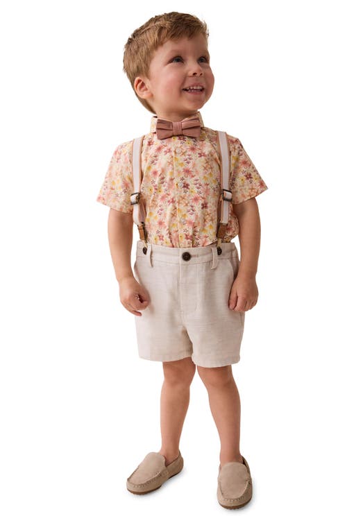 Shop Next Kids' Floral Shirt, Shorts, Tie & Suspenders Set In Pink