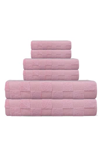 Shop Brooks Brothers Depera Waffle Terry 6-piece Turkish Cotton Bath Towel Set In Blush