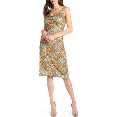 Endless Rose Sequin Cowl Neck Slipdress, Green