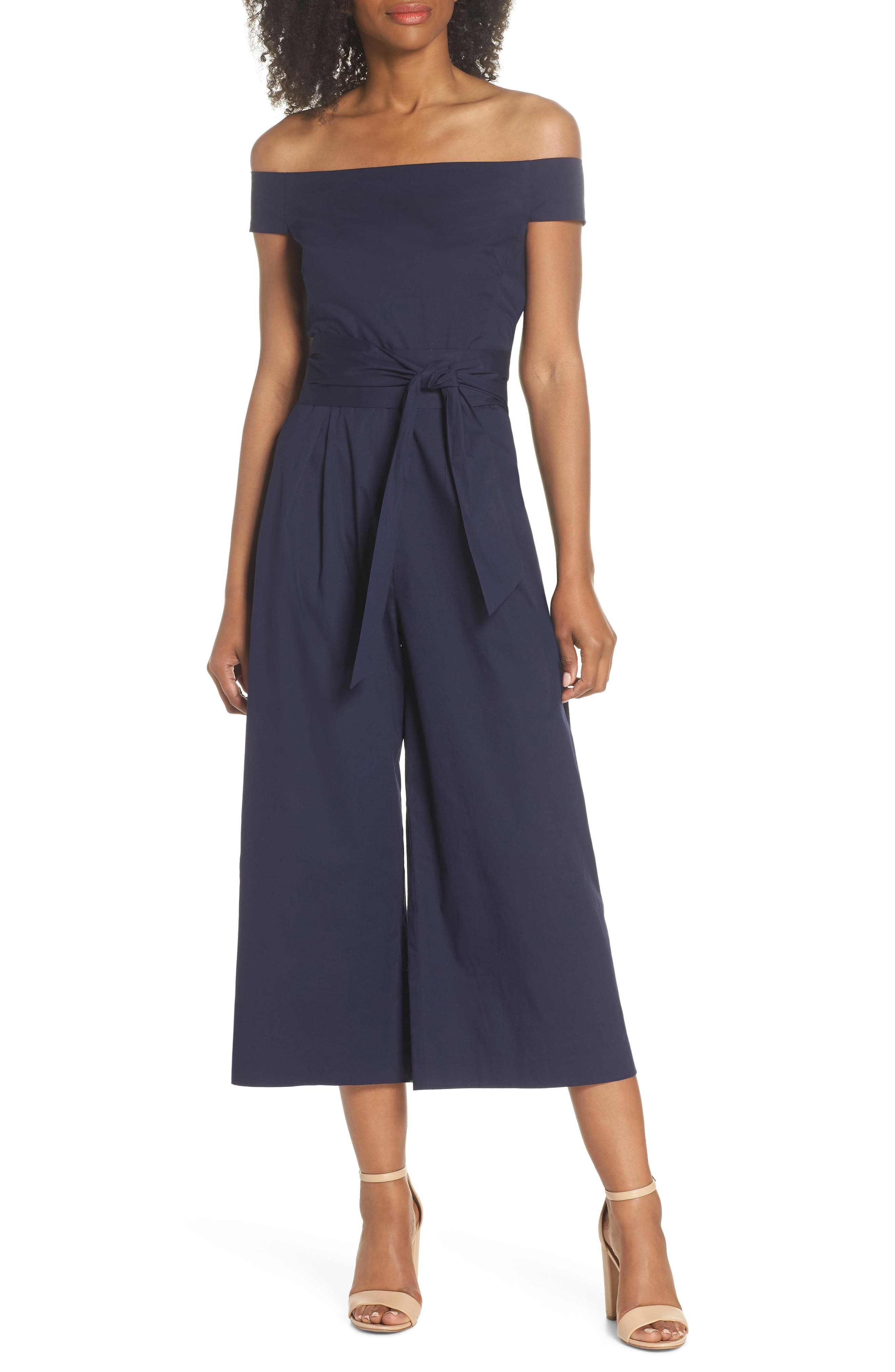 one shoulder tie waist jumpsuit