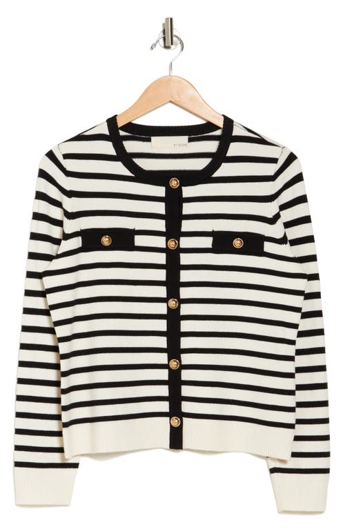 By Design Keira Chest Pocket Cardigan In Antique Stripe