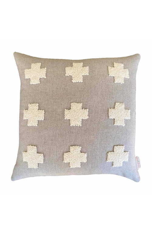Cotton Tree Punch Needle Naturals Pillow In Grey