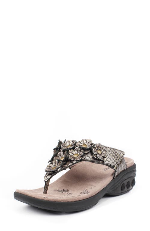 Flora Wedge Flip Flop in Pewter Leather