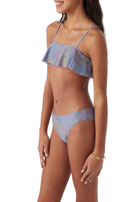 Shop O'neill Kids' Sadrine Ruffle Two-piece Swimsuit In Blue Multi
