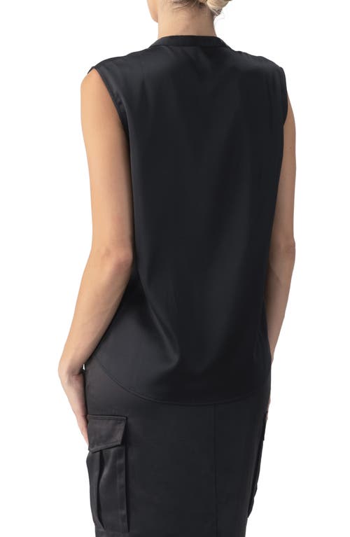 SANCTUARY SANCTUARY TIE NECK SATIN SHELL 