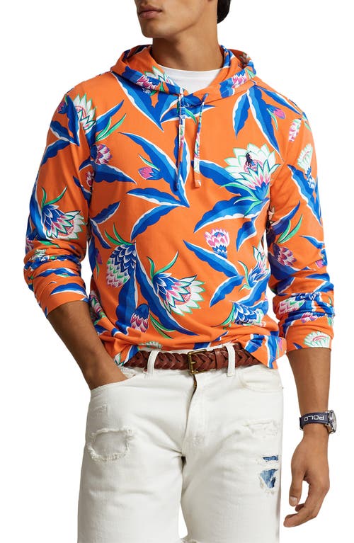 Polo Ralph Lauren Floral Cotton Jersey Hoodie In Orange