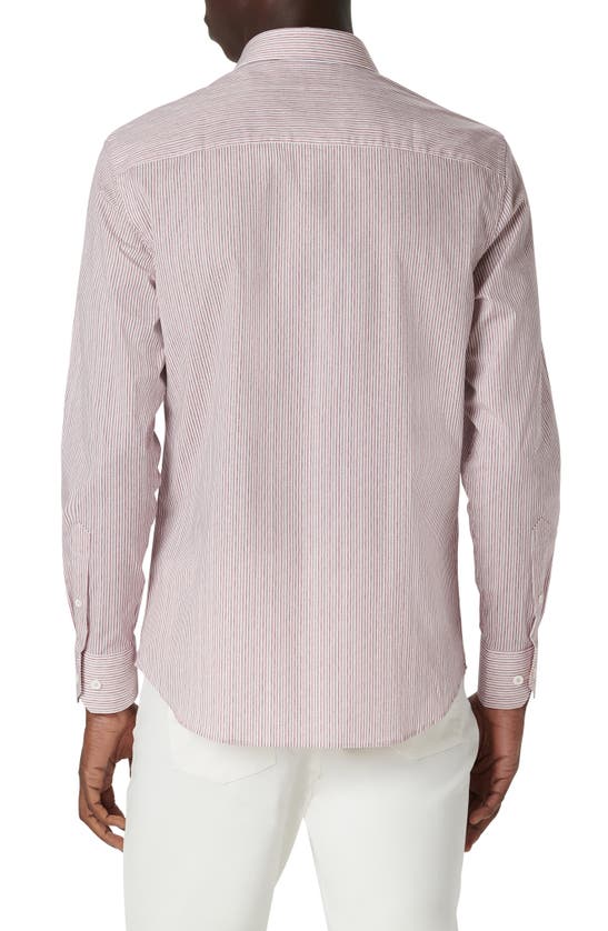 Shop Bugatchi Axel Pinstripe Stretch Button-up Shirt In Berry