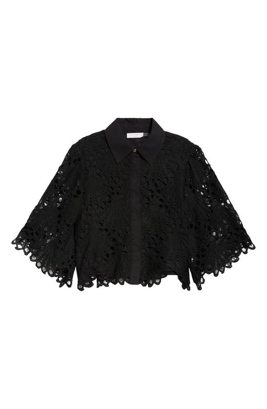 Shop Ramy Brook Myrtle Lace Scallop Shirt In Black