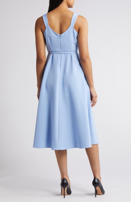 Shop Anne Klein Belted A-line Midi Dress In Cape Blue