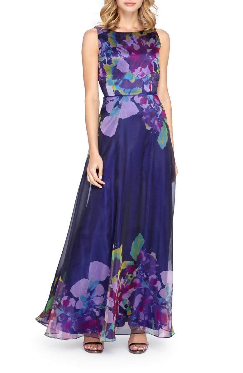 Tahari Floral Print Organza Fit & Flare Gown | Nordstrom
