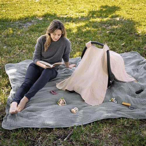 Comfy Cubs Muslin Cotton Baby Car Seat Cover In Blush
