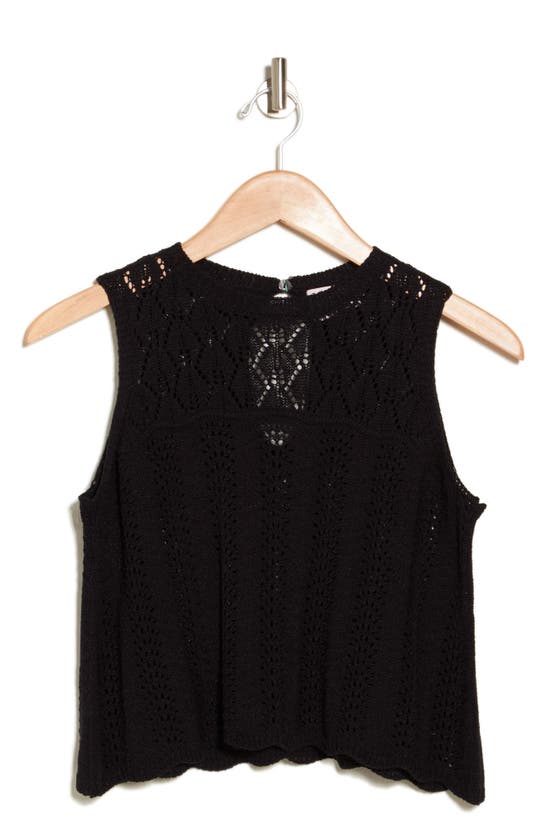 Shop Love By Design Sofia Crochet Sleeveless Sweater In Black