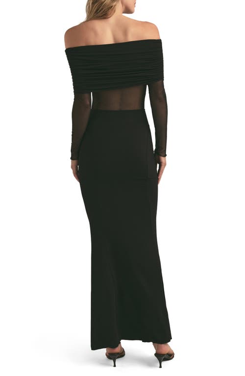 Favorite Daughter The New Era Off The Shoulder Long Sleeve Jersey Maxi Dress In Black