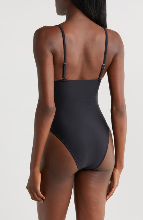 Shop Ramy Brook Zoa Lace-up One-piece Swimsuit In Black W/white Lacing