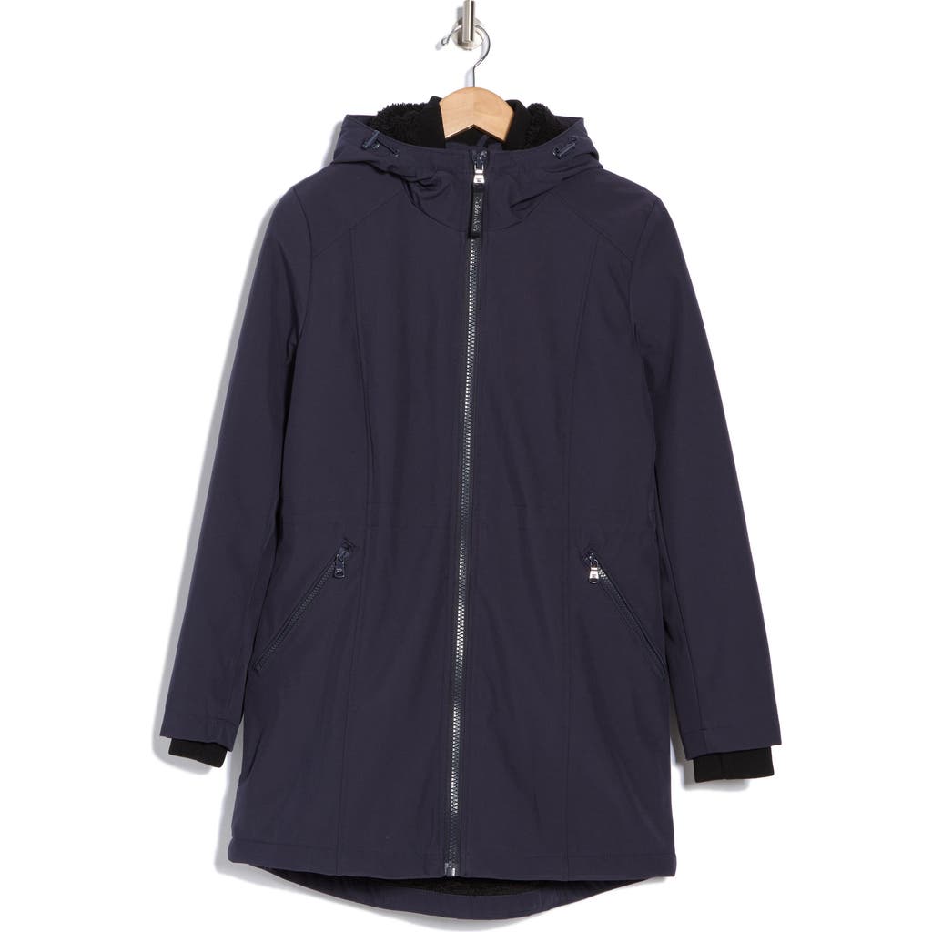 Shop Calvin Klein Flextech Faux Shearling Lined Hooded Jacket In Blue