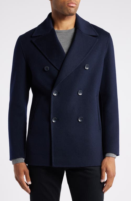 NORDSTROM NORDSTROM DOUBLE BREASTED WOOL BLEND PEACOAT