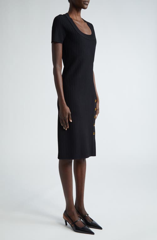 St John St. John Collection Rib Short Sleeve Sweater Dress In Black