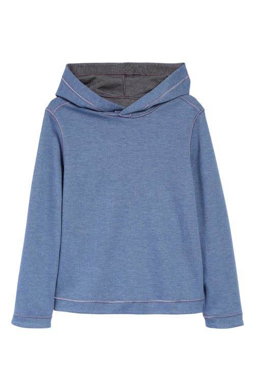 Shop Johnston & Murphy Kids' Solid Reversible Hoodie In Charcoal/blue