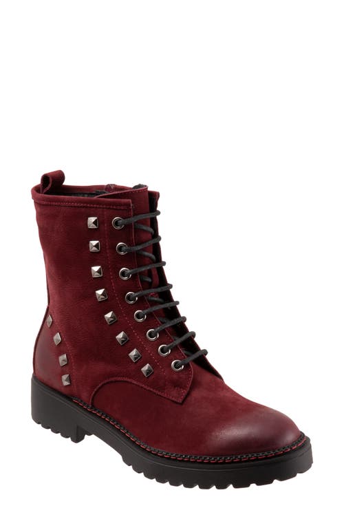 Bueno Studded Combat Boot Dark Red Nubuck at Nordstrom,