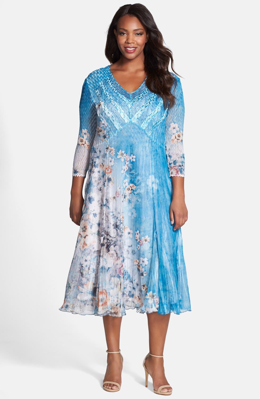 Komarov Print Chiffon VNeck Dress (Plus Size) Nordstrom