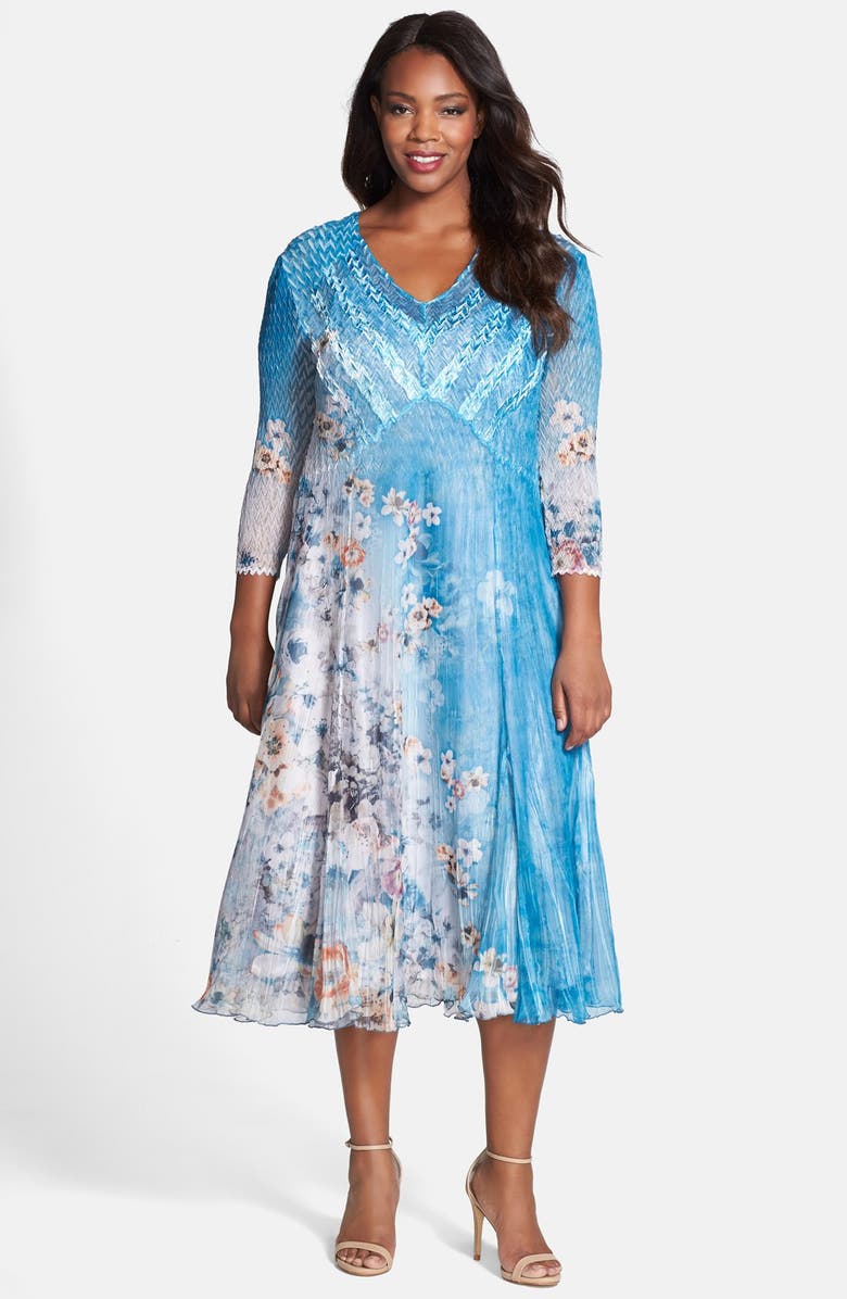Komarov Print Chiffon V-Neck Dress (Plus Size) | Nordstrom