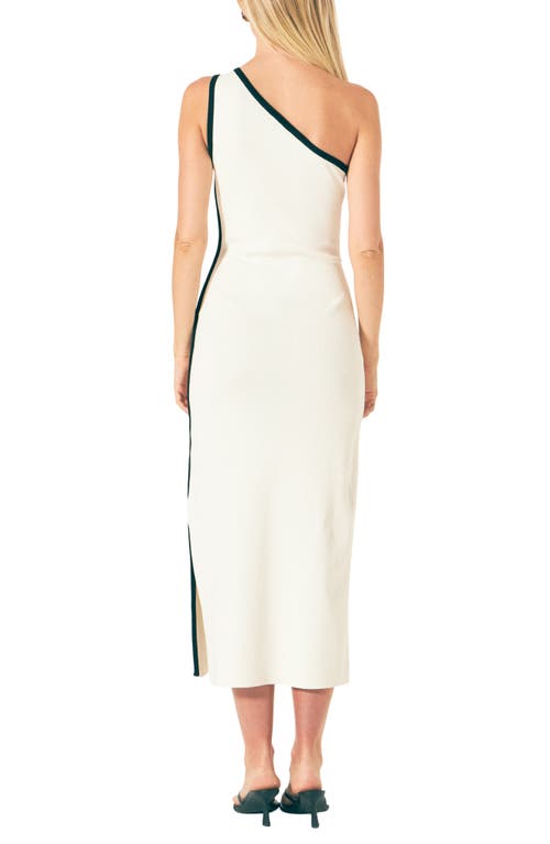 Endless Rose Contrast Detail One-shoulder Dress In White/black